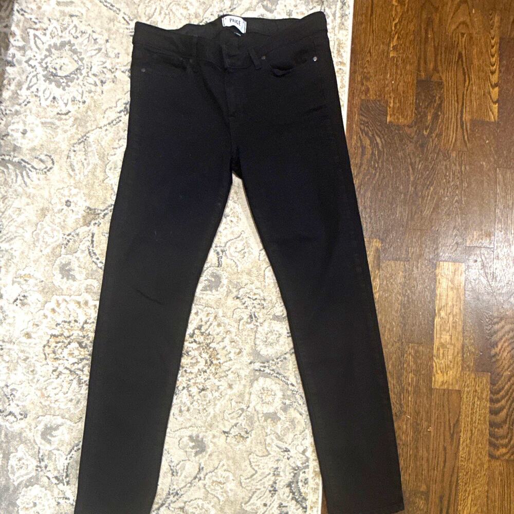 PAIGE Women’s Skinny Jeans Black Dark Wash Mid Rise Stretch 5-Pocket Denim 32